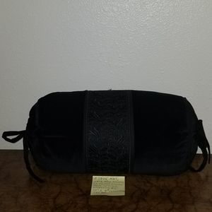 3946 NEW Home Trends Black Velvet Neck Roll Pillow